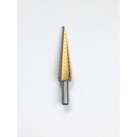 H & H INDUSTRIAL PRODUCTS 1/8-1/2" TiN Coated High Speed Steel Step Drill With 13 Steps 5000-0500